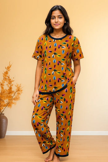 FLORA PAINTED LEAF PRINTED SHIRT AND TROUSER